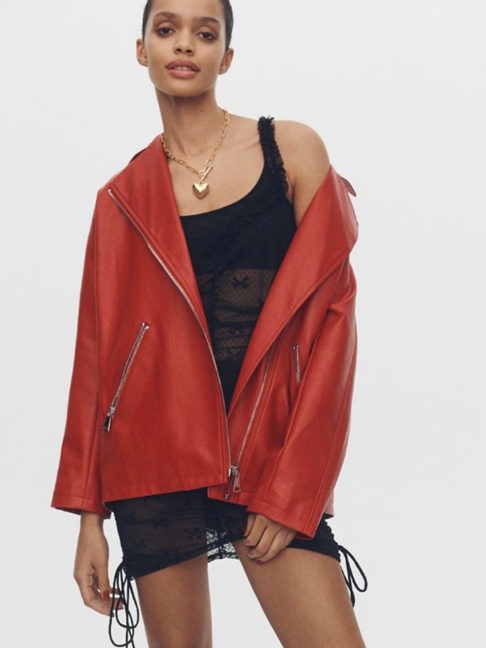 Maeve Oversized Faux-Leather Moto Jacket NWOT